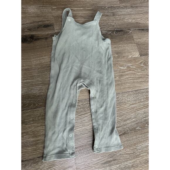 Angel Dear Size 12-18 Months Sage Green Waffle Overalls EUC - Picture 1 of 2